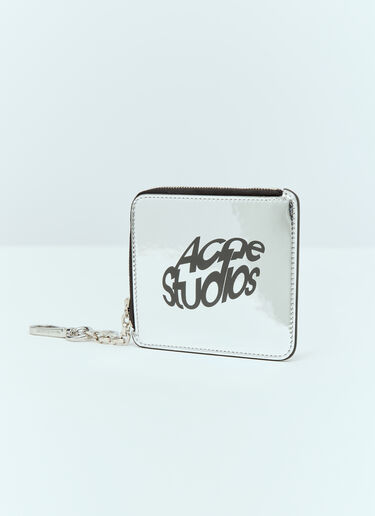 Acne Studios Metallic Logo Print Wallet Silver acn0156027