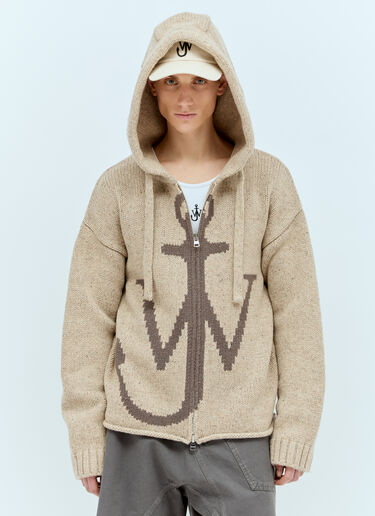 JW Anderson Anchor Zipped Hooded Cardigan Beige jwa0156008