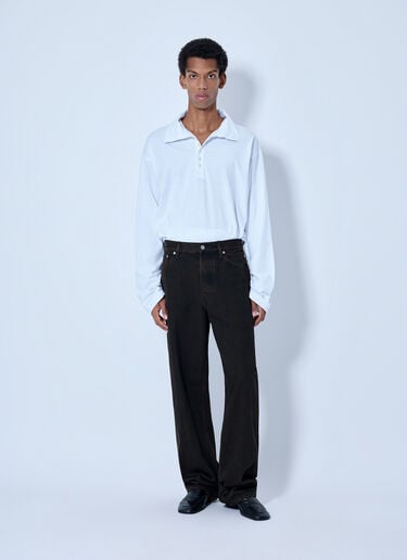LN-CC® - Dries Van Noten: Hegon Long Sleeve Polo Shirt - White Dries Van Noten Hegon Long Sleeve Polo Shirt White dvn0165014