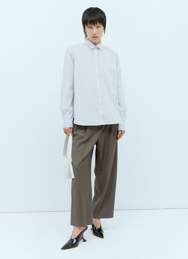 TOTEME Double-Pleated Cropped Pants Brown tot0254014
