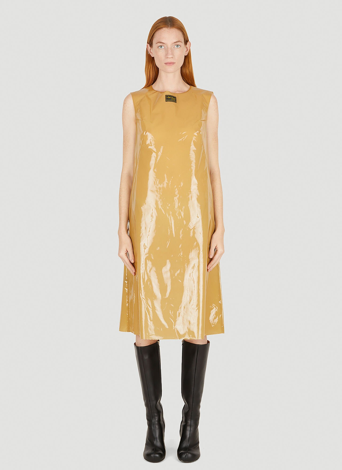 Raf Simons Ribbon Back Dress In Beige