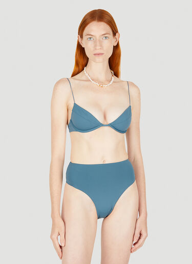 Ziah Fine Strap Almond Bikini Top Blue zia0249004