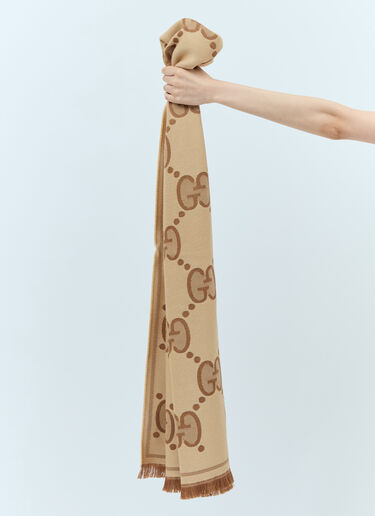 Gucci GG Jacquard Wool Scarf Brown guc0245239
