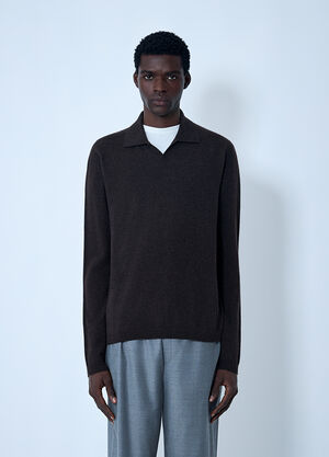 The Row Franz Cashmere Polo Sweater Black row0162006