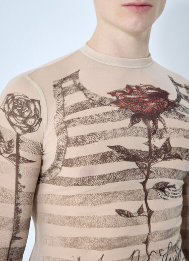 Jean Paul Gaultier Mesh Long Sleeve Top Ecru jpg0160001