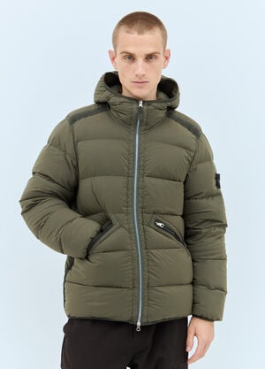 Stone Island Hooded Down Jacket Green sto0158019