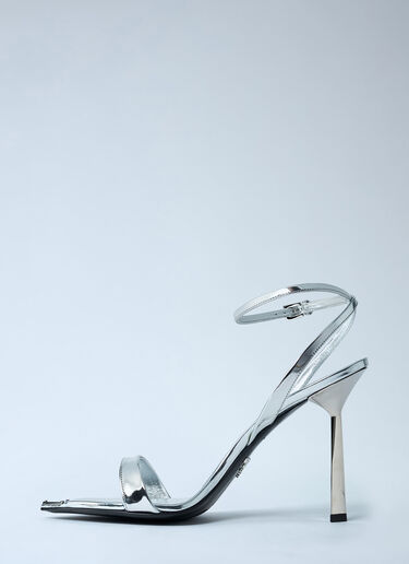 Prada Leather Heeled Sandals Silver pra0262020