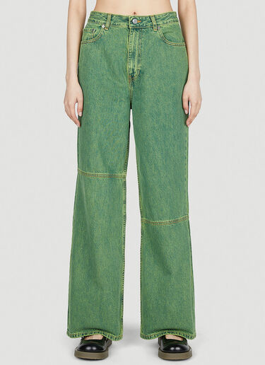 GANNI Overdyed Bleached Jeans Green gan0252012