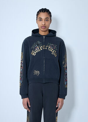 Balenciaga Tacky Tattoo Zip-Up Sweatshirt Black bal0259061