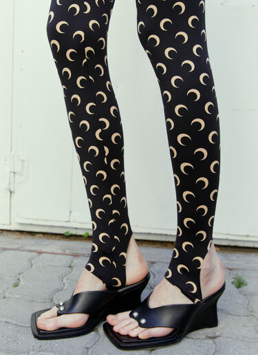 月亮图案再生平纹针织紧身裤 Marine Serre 月亮图案再生平纹针织紧身裤 黑色 mrs0254016