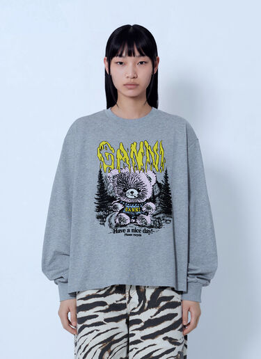 LN-CC® - GANNI: Basic Cotton Jersey Longsleeve - Grey GANNI Basic Cotton Jersey Longsleeve Grey gan0266030