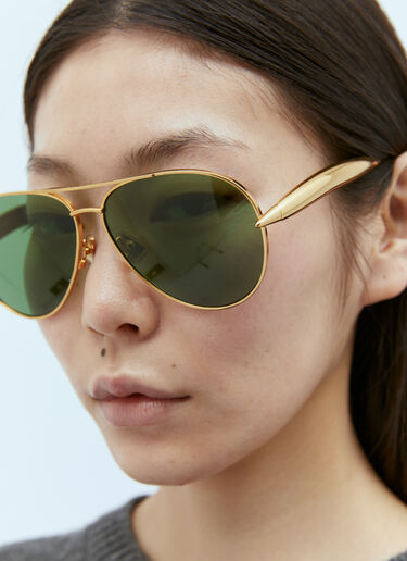 Bottega Veneta Sardine Aviator Sunglasses Gold bos0355005