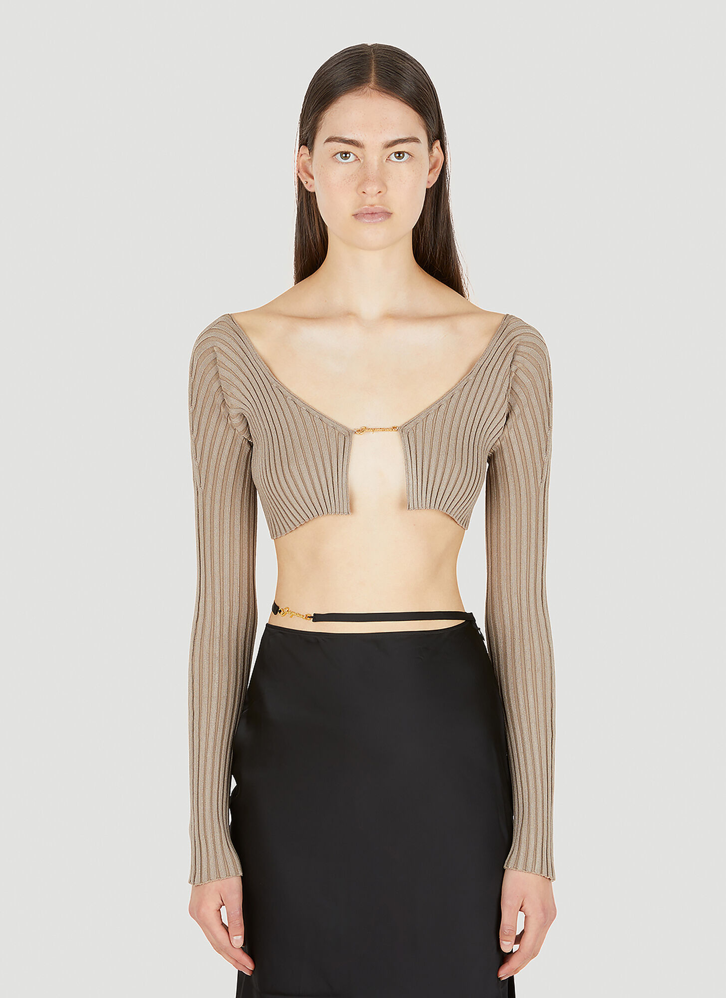 Jacquemus La Maille Pralù Logo-charm Cropped Knitted Cardigan