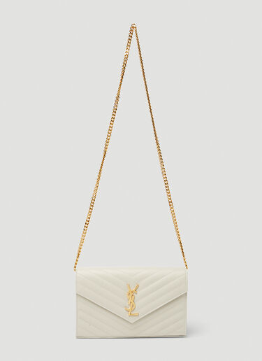 Saint Laurent Envelope Chain Wallet Shoulder Bag White sla0247096