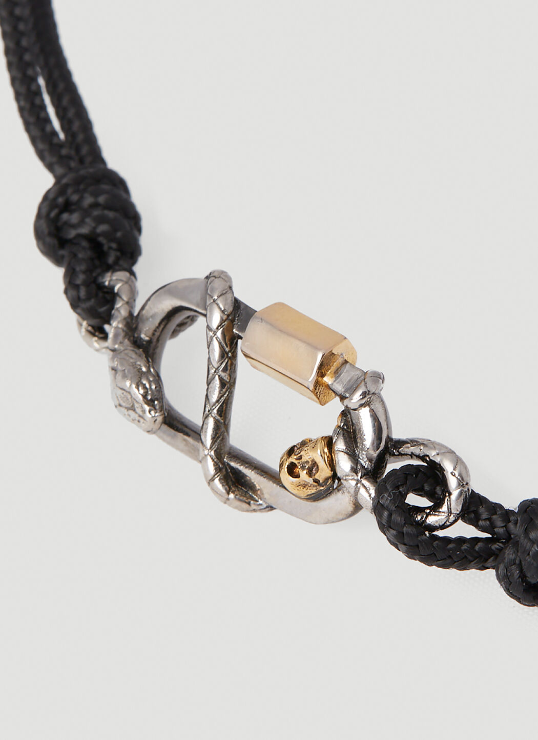 Alexander McQueen Men s Snake And Skull Cord Bracelet in Black LN CC