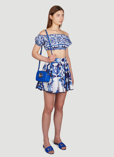 Dolce & Gabbana Majolica Off-Shoulder Crop Top Blue dol0249005