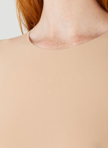 MM6 Maison Margiela Logo-Print Bodysuit Beige mmm0245022
