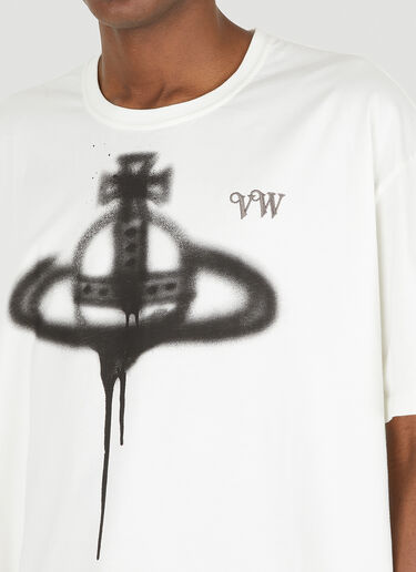 Vivienne Westwood 스프레이 오브 오버사이즈 티셔츠 화이트 vvw0147005
