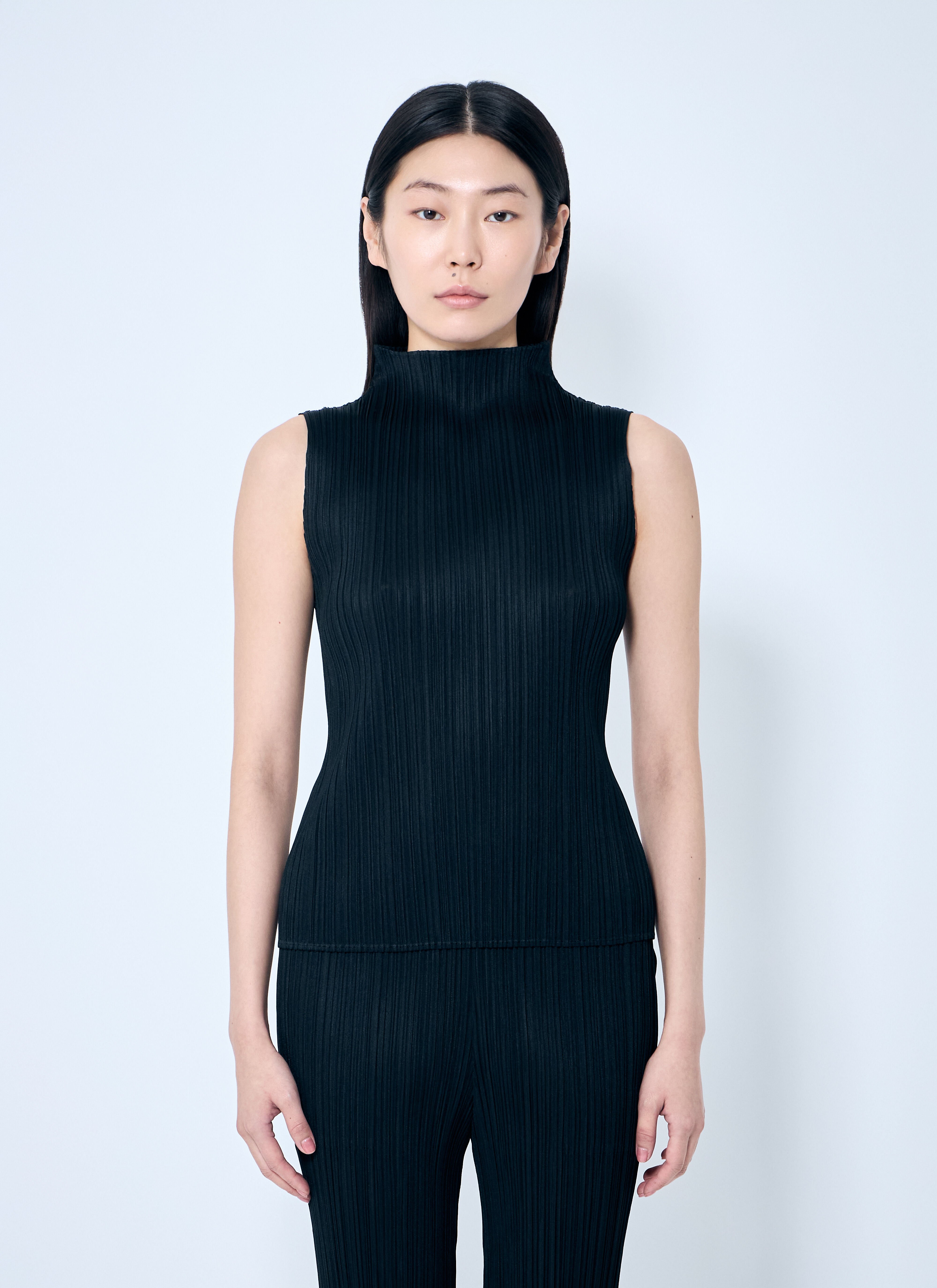 Pleats Please Issey Miyake Women's' Pleated Tank Top in Black | LN-CC®