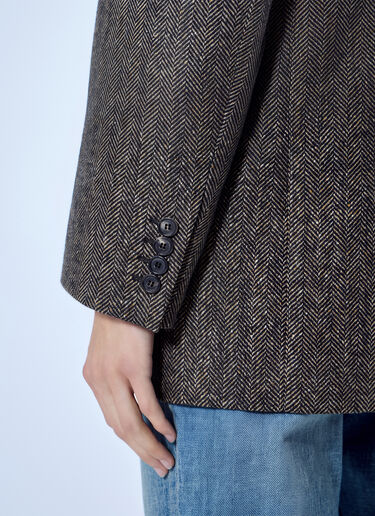 Saint Laurent Double-Breasted Herringbone Blazer Brown sla0265014