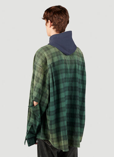 Balenciaga 후드 디스트레스트 플란넨 셔츠 그린 bal0153019