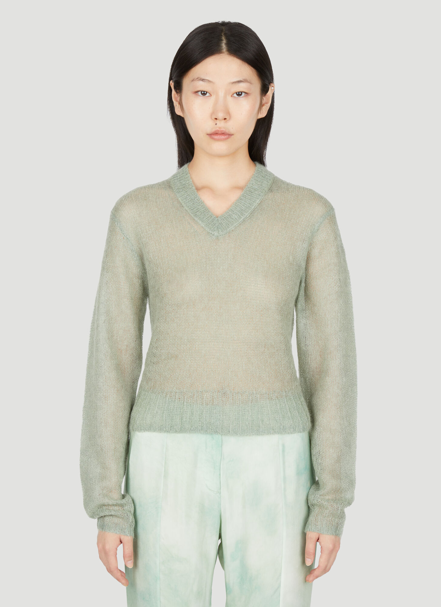 Acne Studios Mohair Knit Sweater In Green
