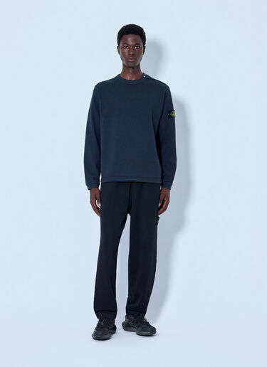 LN-CC® - Stone Island: Crewneck Sweatshirt with Sleeve Logo Patch - Navy Stone Island Crewneck Sweatshirt with Sleeve Logo Patch Navy sto0165077