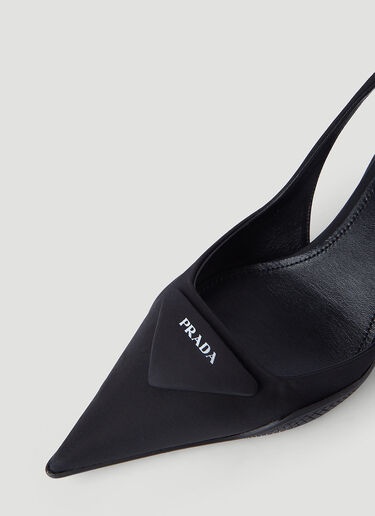 Prada Recycled-Nylon Slingback Heels Black pra0245082