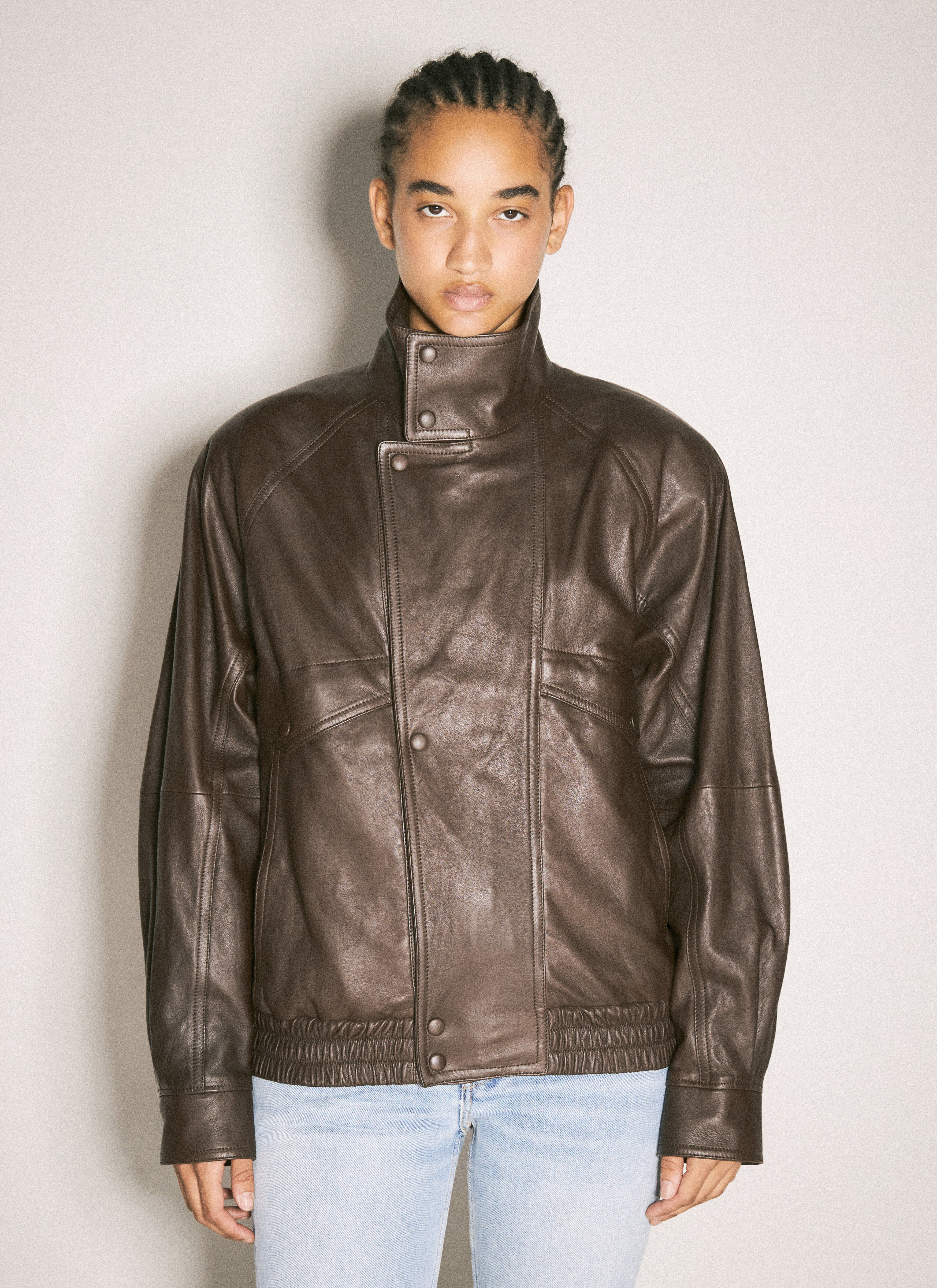 Saint laurent leather bomber best sale
