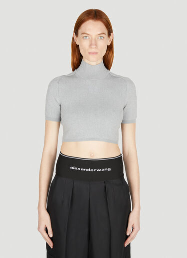 Alexander Wang Women's Logo Cropped Top in Grey