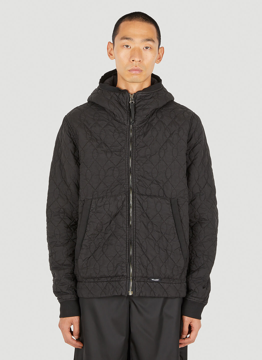 Nemen Taki Quilted Hooded Jacket in Black LN CC