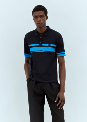 Wales Bonner Dawn Striped Polo Shirt Blue wbn0158001