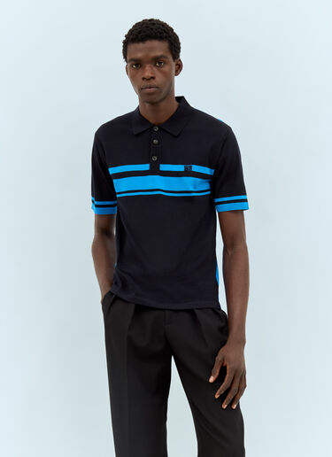 Wales Bonner Dawn Striped Polo Shirt Blue wbn0158001
