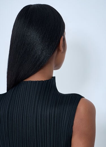 Pleats Please Issey Miyake Pleated High-Neck Sleeveless Top Black plp0263009