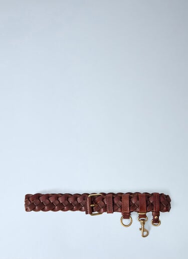 LN-CC® - Miu Miu: Woven Leather Belt - Brown Miu Miu Woven Leather Belt Brown miu0266041