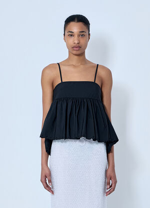 Cecilie Bahnsen CBselena Embroidered Taffeta Top Black cec0264002