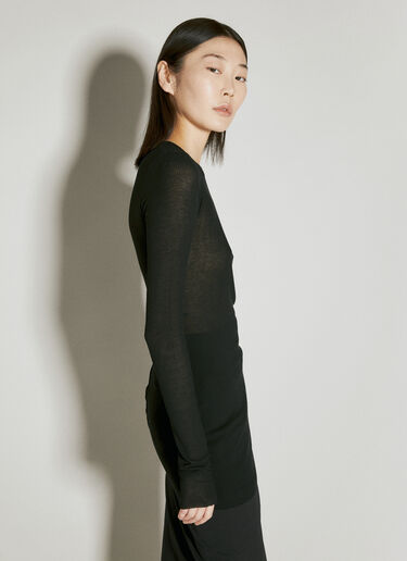 Rick Owens Ribbed Semi-Sheer Top Black ric0255014