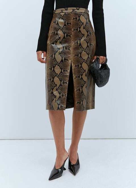 Jil Sander Leather Snake Skin Embossed Skirt Blue jil0249004