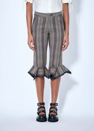 Vivienne Westwood Flared Plaid Cropped Trousers Beige vvw0265027