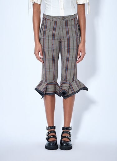 LN-CC® - Vivienne Westwood: Flared Plaid Cropped Trousers - Beige Vivienne Westwood Flared Plaid Cropped Trousers Beige vvw0265027