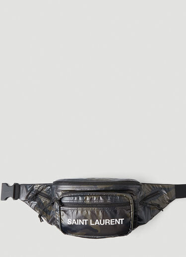 Saint Laurent Logo Print Camouflage Belt Bag Black sla0147059