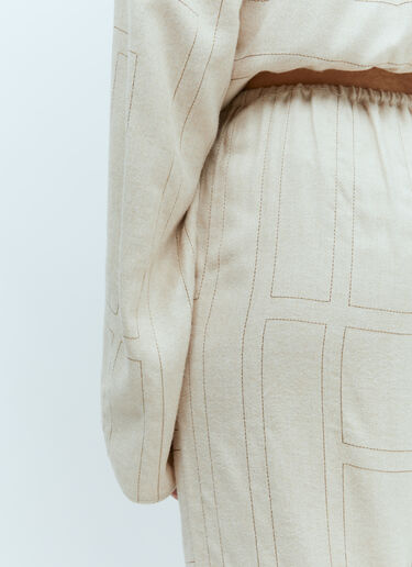 TOTEME Monogram Flannel Pyjama Pants Beige tot0255019