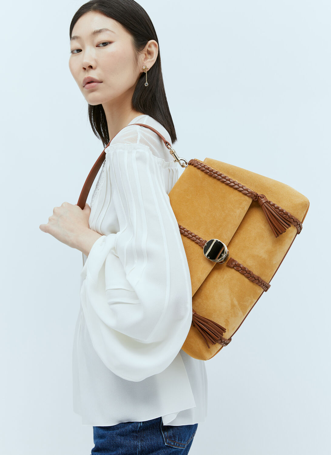 Shop Chloé Penelope Medium Shoulder Bag In Brown