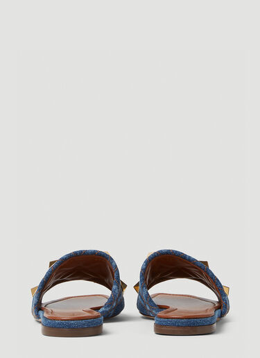 Valentino Roman Stud Slide Sandals Blue val0248016