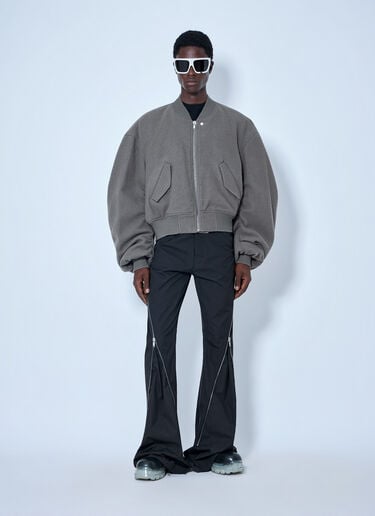 LN-CC® - Rick Owens: Zip-Up Bomber Jacket - Grey Rick Owens Zip-Up Bomber Jacket Grey ric0165047