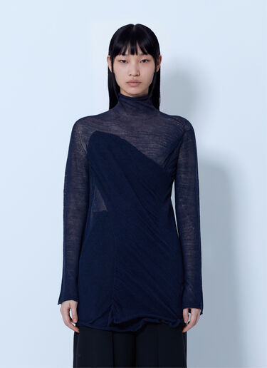 LN-CC® - Issey Miyake: Sheer Turtleneck Sweater - Blue Issey Miyake Sheer Turtleneck Sweater Blue ism0265009