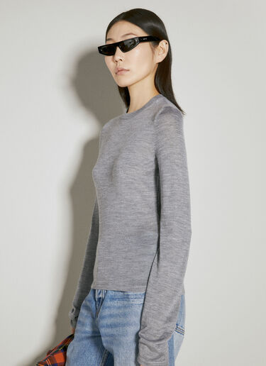 캐시미어 울 실크 스웨터 Saint Laurent 캐시미어 울 실크 스웨터 그레이 sla0254005