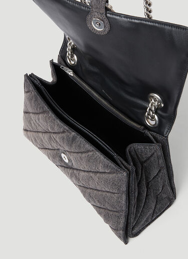 Balenciaga Crush Chain Denim Shoulder Bag Grey bal0253038