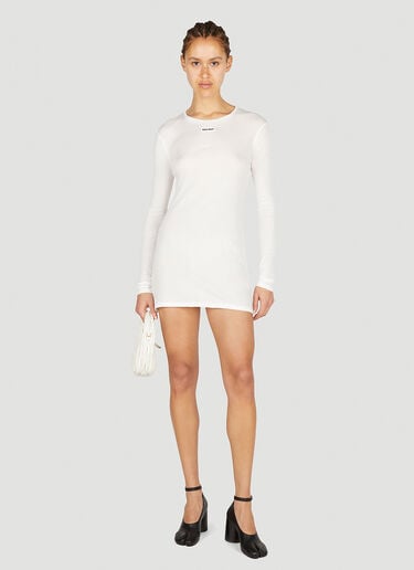 Miu Miu Logo Patch Long Sleeve Mini Dress White miu0252004