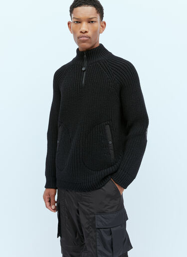 Moncler x Pharrell Williams T 넥 울 니트 스웨터 블랙 mpw0354009